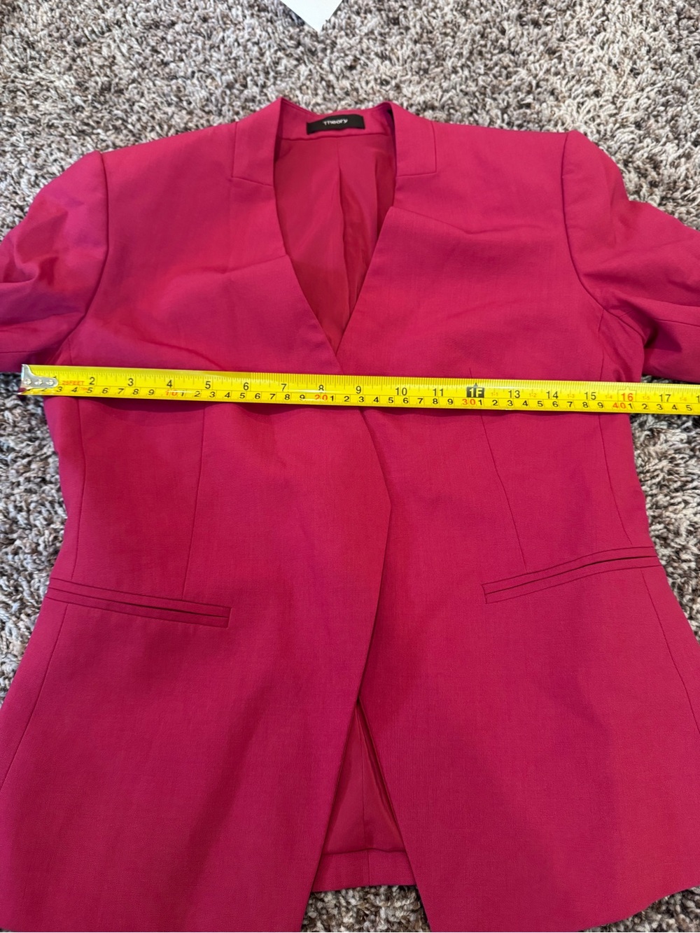 Theory Isita Wild Pink Fuchsia Blazer Open Front 2 $495 - Picture 9 of 10